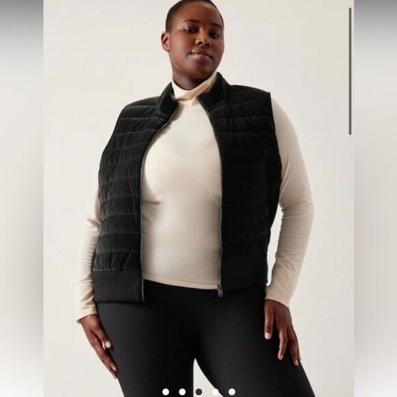 Athleta Vest Hanover Hybrid Puffy Puffer Full Zip Black NWT 1X - Picture 3 of 7
